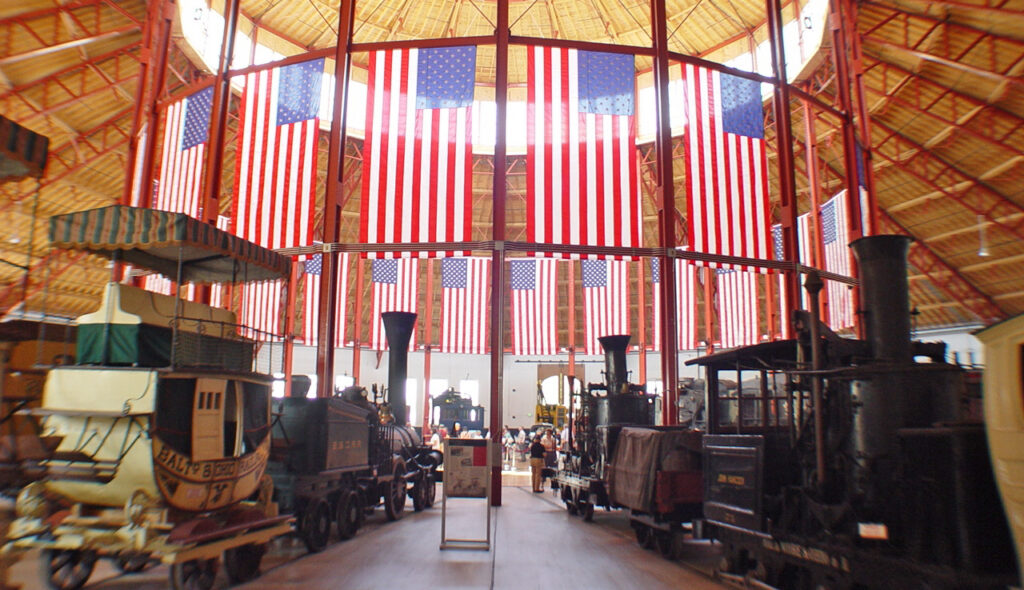 Baltimore, B & O Railroad Museum roundhouse inside. Maryland Holidays